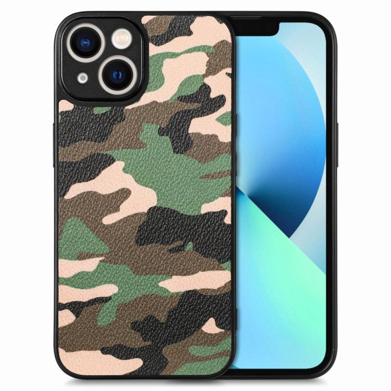 Telefoonhoesje voor iPhone 15 Kunstleer Camouflage