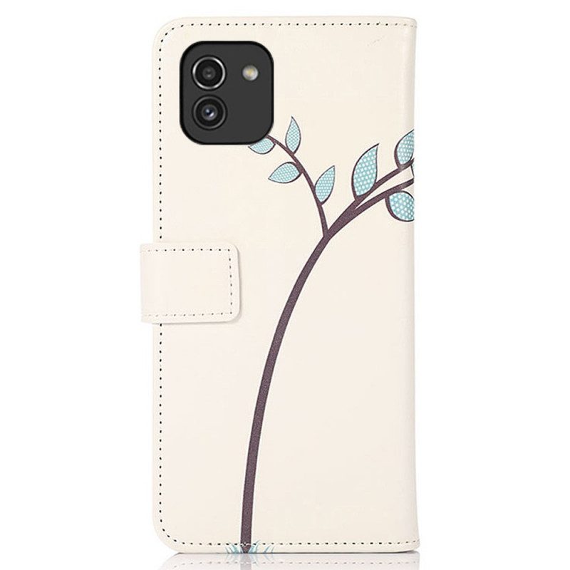 Flip Case voor Samsung Galaxy A03 Paar Uilen Op De Boom