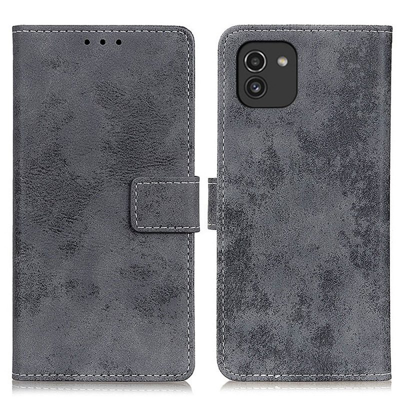 Flip Case voor Samsung Galaxy A03 Vintage Leereffect