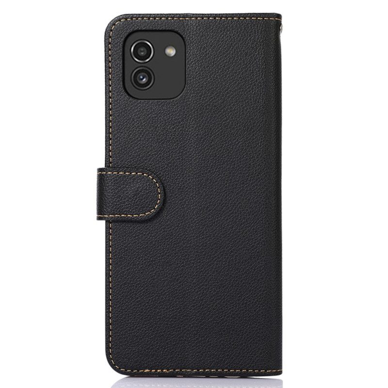 Folio-hoesje voor Samsung Galaxy A03 Lychee-stijl Rfid Khazneh