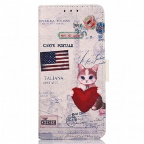 Folio-hoesje voor Samsung Galaxy A03 Reiziger Kat