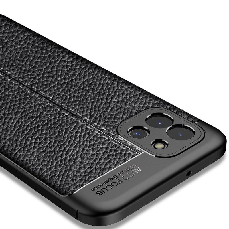 Hoesje voor Samsung Galaxy A03 Dubbellijnig Litchi-leereffect