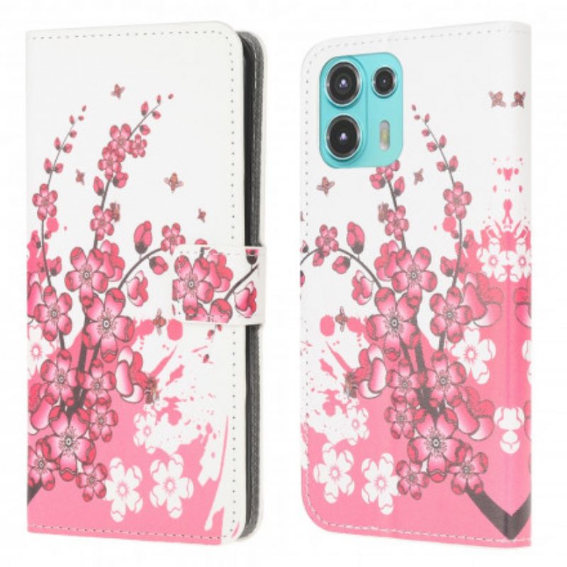 Flip Case voor Motorola Edge 20 Lite Tropische Bloemen