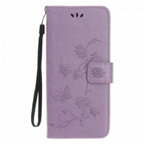 Folio-hoesje voor Motorola Edge 20 Lite Met Ketting Vlinders En Bloemen Riem