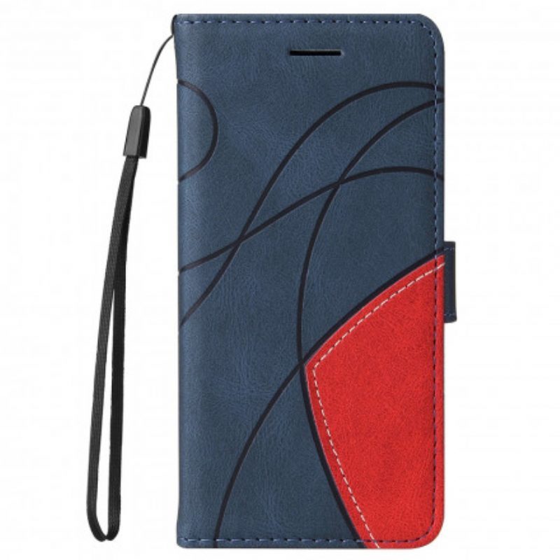 Folio-hoesje voor Motorola Edge 20 Lite Tweekleurig Kenmerkend Kunstleer