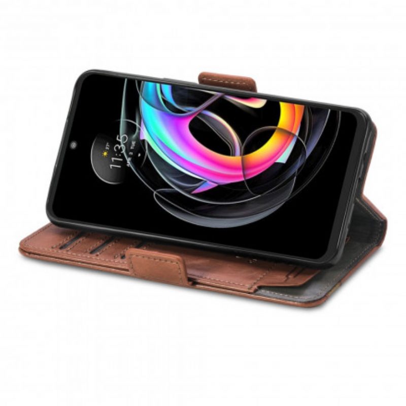 Folio-hoesje voor Motorola Edge 20 Lite Tweekleurige Dubbele Sluiting