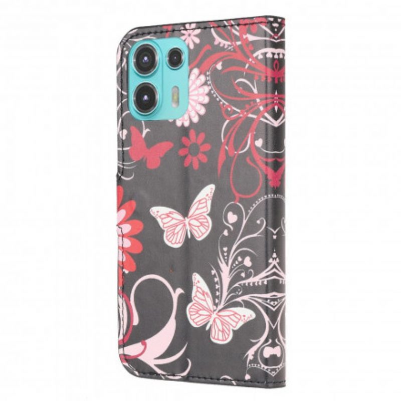 Folio-hoesje voor Motorola Edge 20 Lite Vlinders En Bloemen