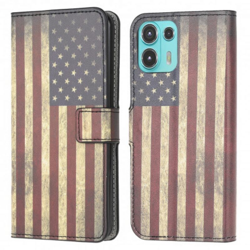 Leren Hoesje voor Motorola Edge 20 Lite Amerikaanse Vlag