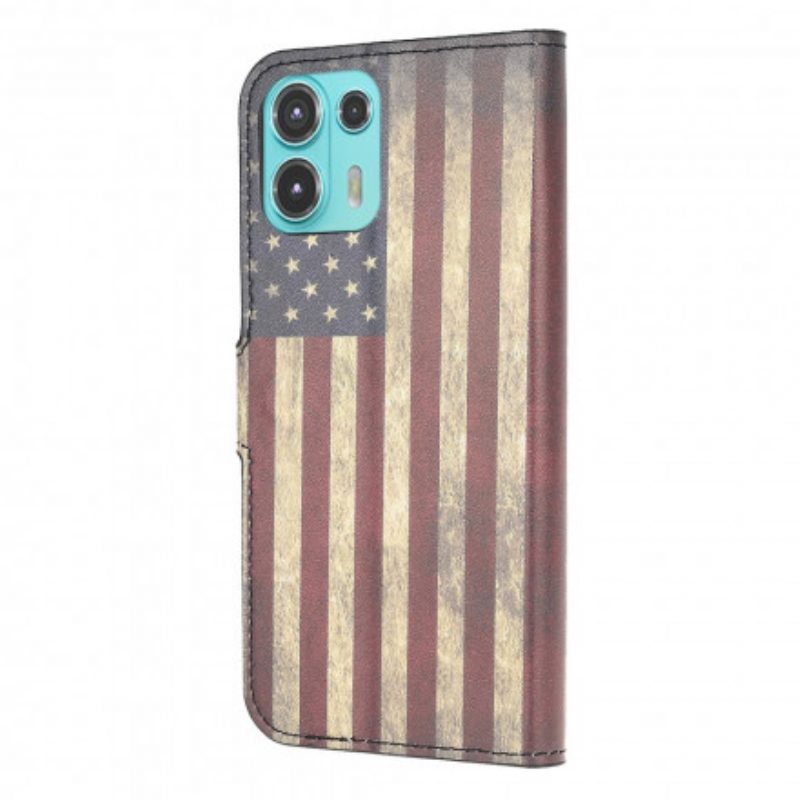 Leren Hoesje voor Motorola Edge 20 Lite Amerikaanse Vlag