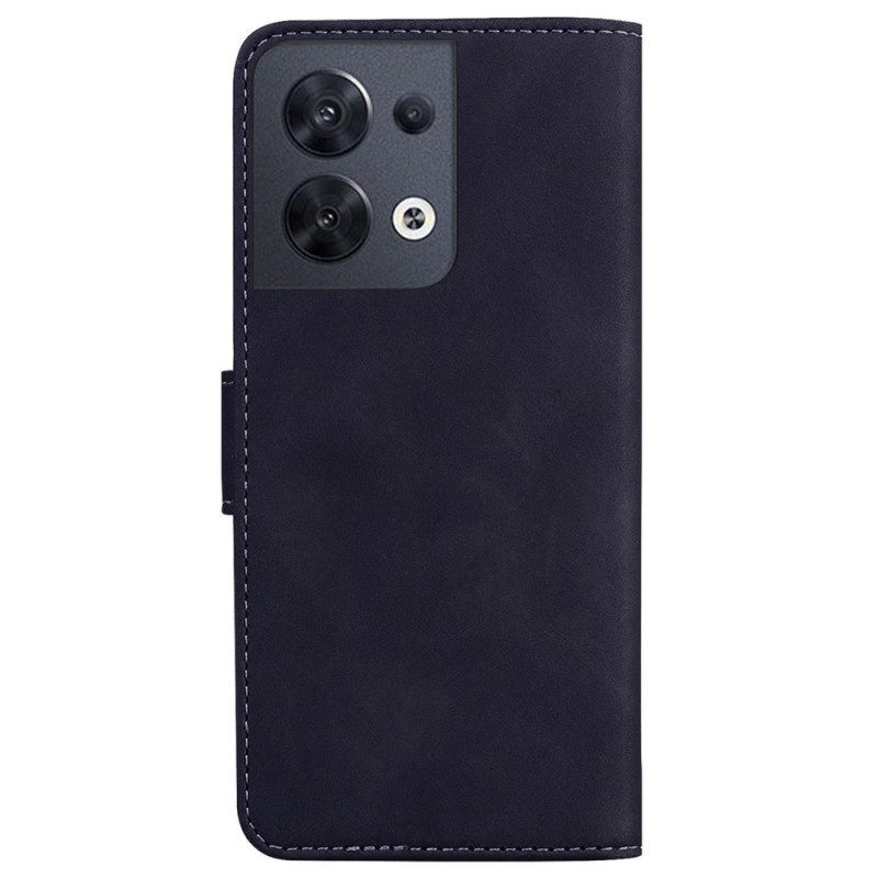 Flip Case voor Oppo Reno 8 Couture-leereffect