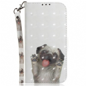 Flip Case voor Oppo Reno 8 Pug Met Sleutelkoord