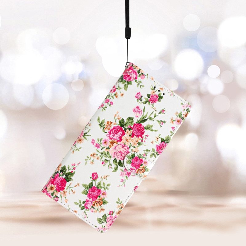 Folio-hoesje voor Oppo Reno 8 Met Ketting Riem Liberty Bloemen