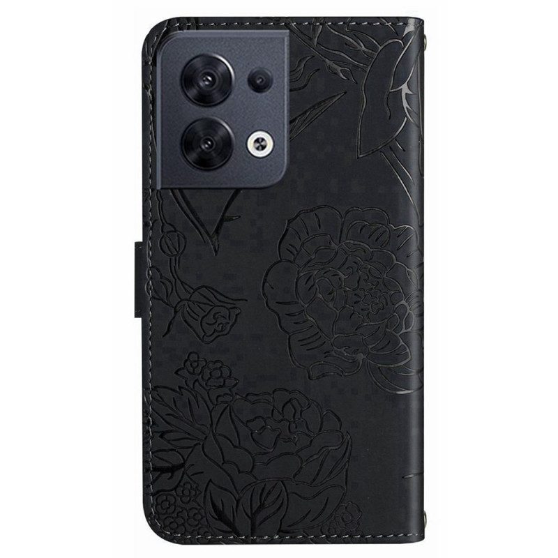 Folio-hoesje voor Oppo Reno 8 Vlinders Met Lanyard