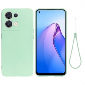 Hoesje voor Oppo Reno 8 Met Ketting Vloeibare Siliconen Met Bandjes