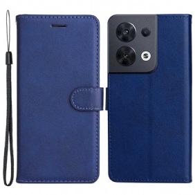 Leren Hoesje voor Oppo Reno 8 Met Ketting Effen Met Bandje