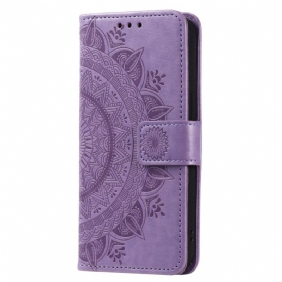 Leren Hoesje voor Oppo Reno 8 Met Ketting Strappy Zon Mandala