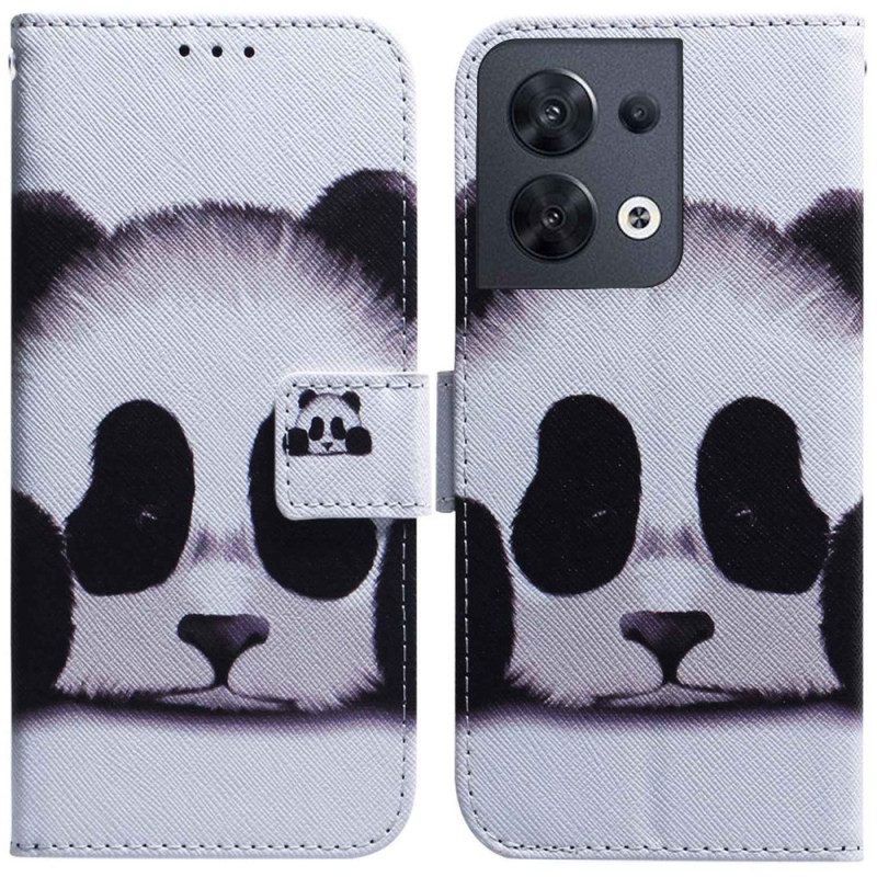 Leren Hoesje voor Oppo Reno 8 Panda Met Koord