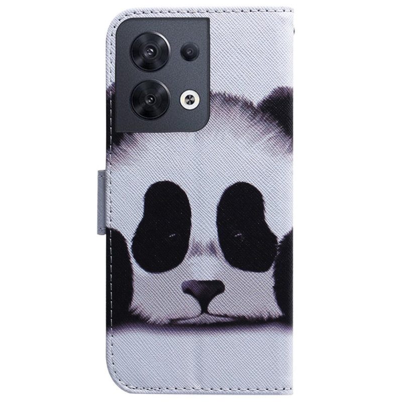 Leren Hoesje voor Oppo Reno 8 Panda Met Koord