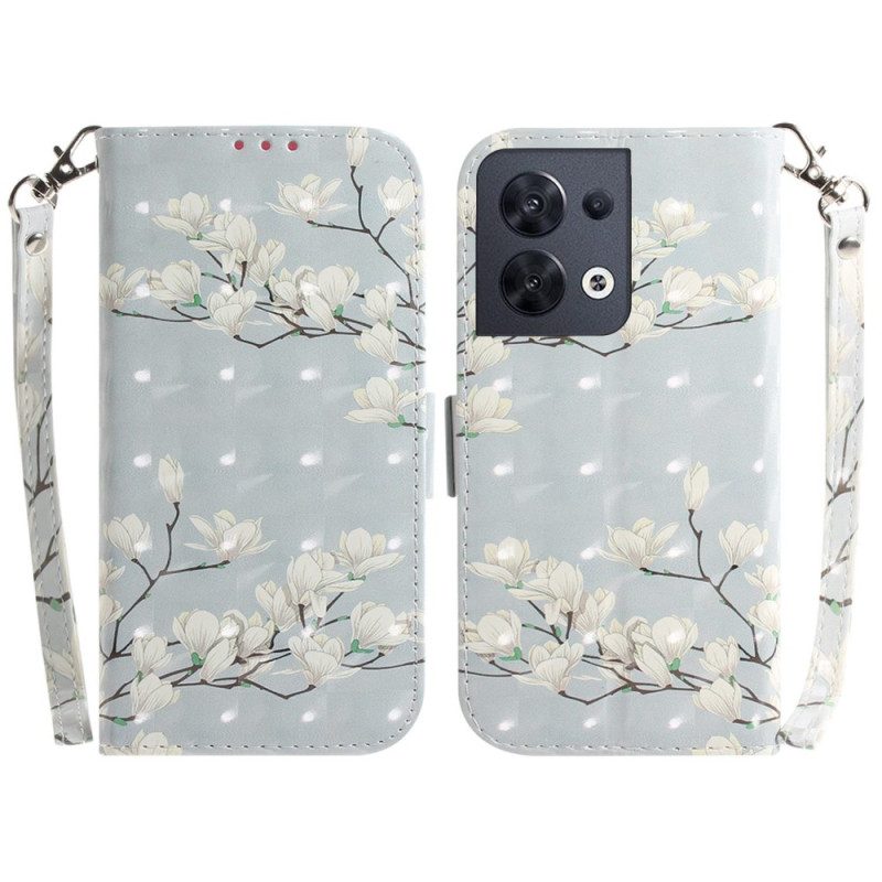 Leren Hoesje voor Oppo Reno 8 Tempels Met Lanyard