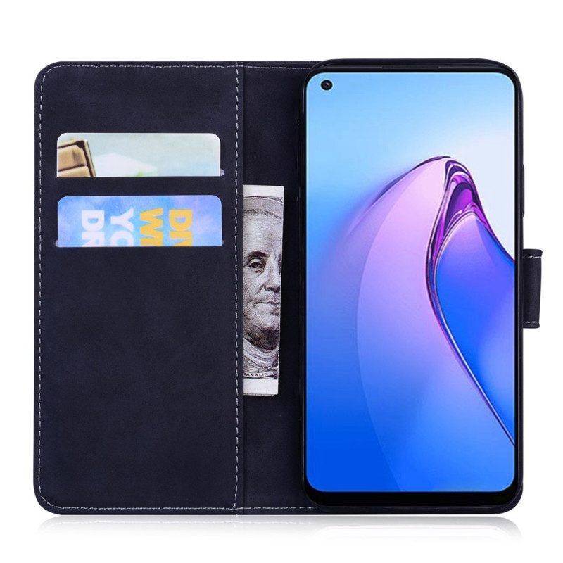 Leren Hoesje voor Oppo Reno 8 Tijger Voetafdruk