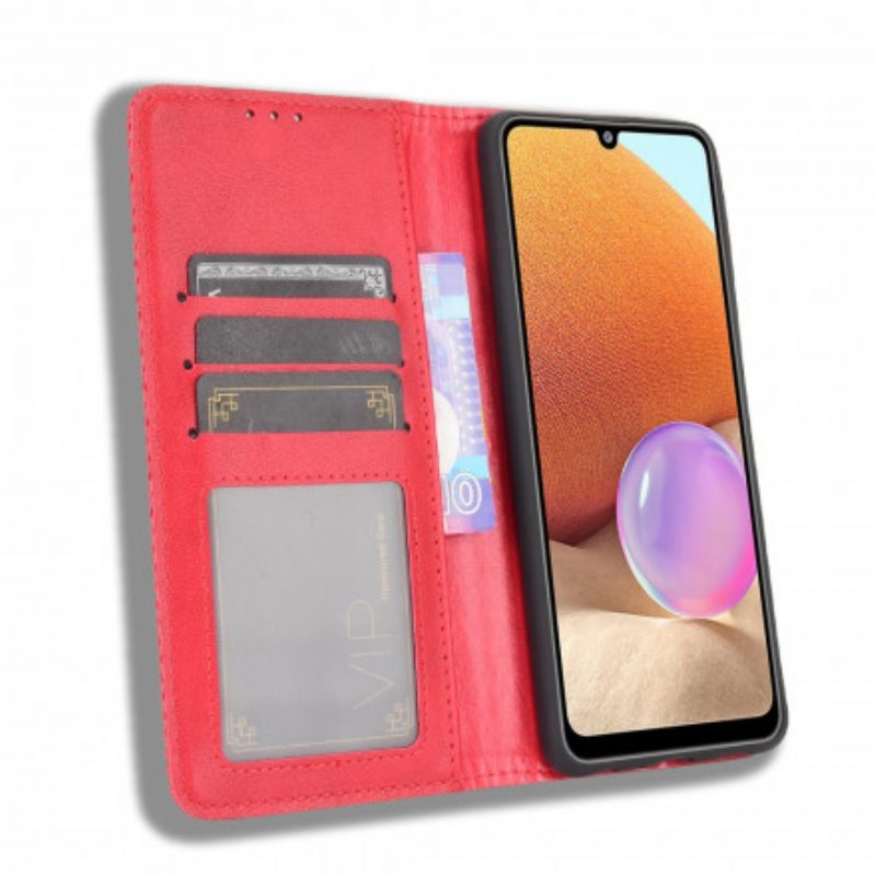 Bescherming Hoesje voor Samsung Galaxy A32 Folio-hoesje Gestileerd Vintage Leereffect