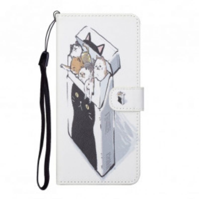 Folio-hoesje voor Samsung Galaxy A32 Met Ketting Levering Katten Met Strings