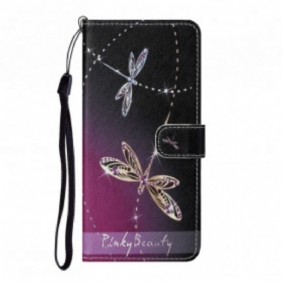 Folio-hoesje voor Samsung Galaxy A32 Met Ketting Strappy Libellen