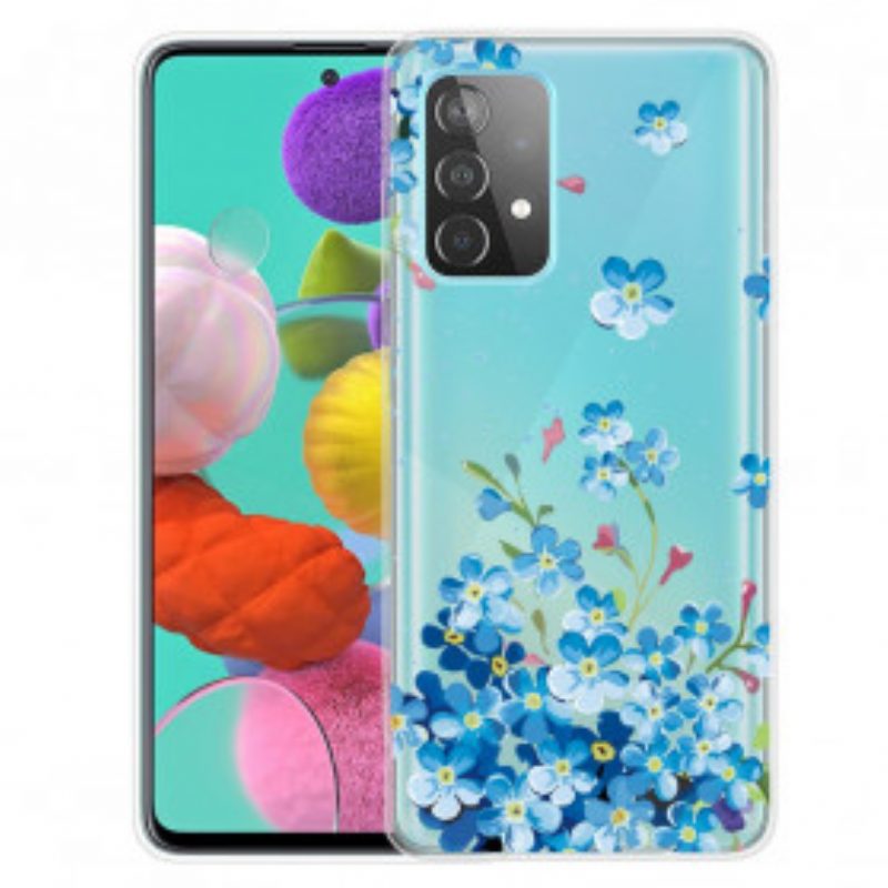 Hoesje voor Samsung Galaxy A32 Blauwe Bloemen