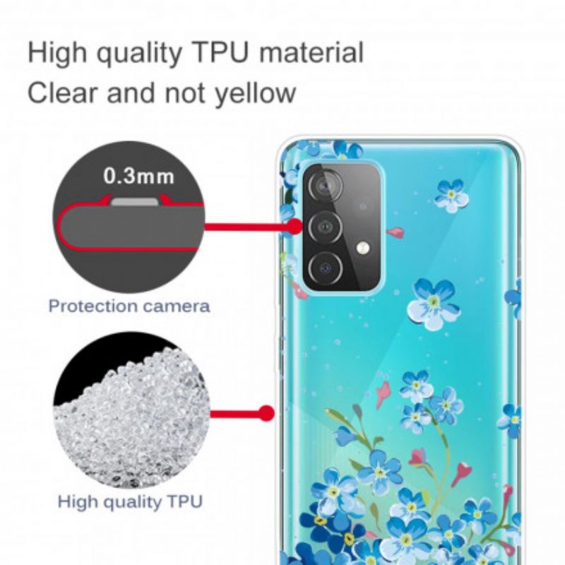 Hoesje voor Samsung Galaxy A32 Blauwe Bloemen