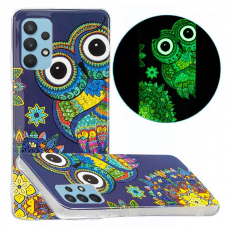 Hoesje voor Samsung Galaxy A32 Fluorescerende Uil Mandala