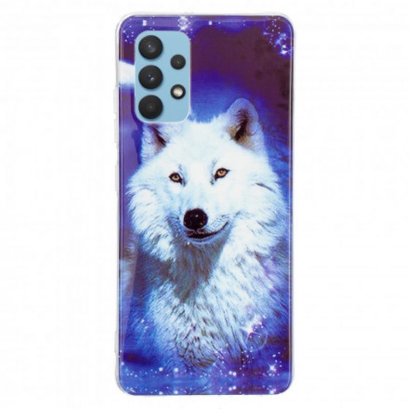 Hoesje voor Samsung Galaxy A32 Fluorescerende Wolf-serie