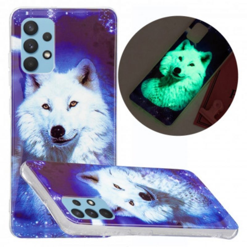 Hoesje voor Samsung Galaxy A32 Fluorescerende Wolf-serie