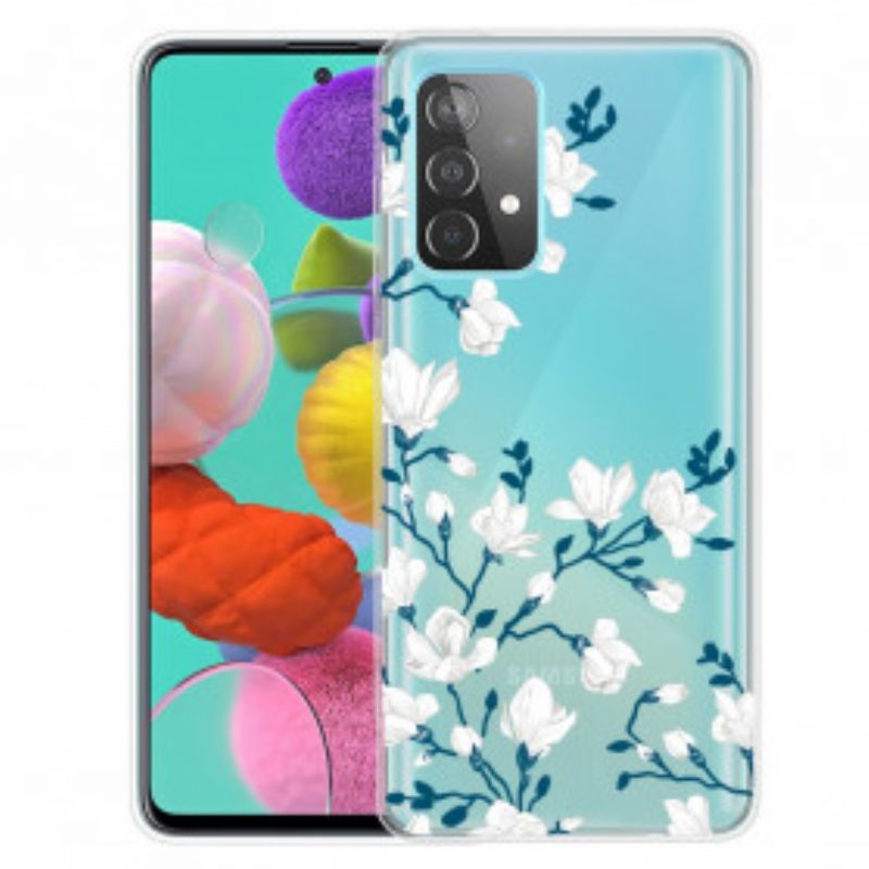 Hoesje voor Samsung Galaxy A32 Witte Bloemen