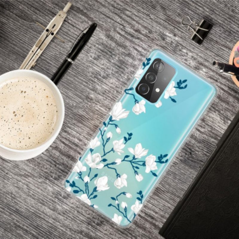 Hoesje voor Samsung Galaxy A32 Witte Bloemen