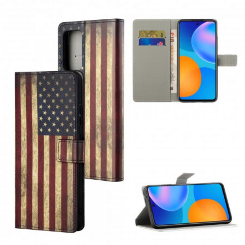 Leren Hoesje voor Samsung Galaxy A32 54g Amerikaanse Vlag