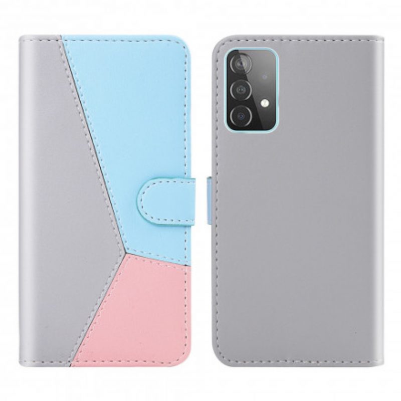 Leren Hoesje voor Samsung Galaxy A32 Driekleurig Leereffect