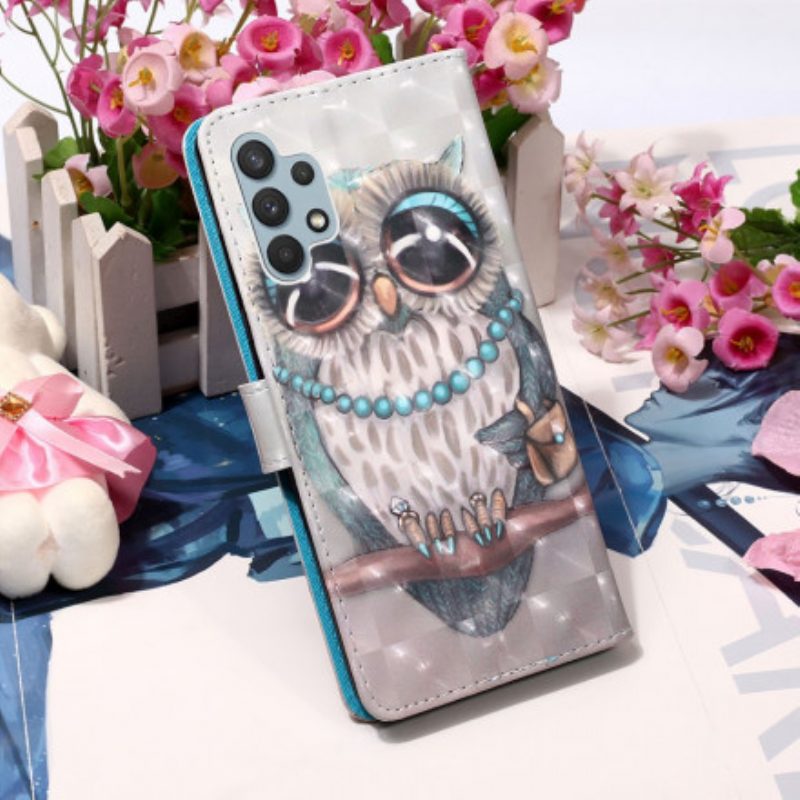 Leren Hoesje voor Samsung Galaxy A32 Mevrouw Uil