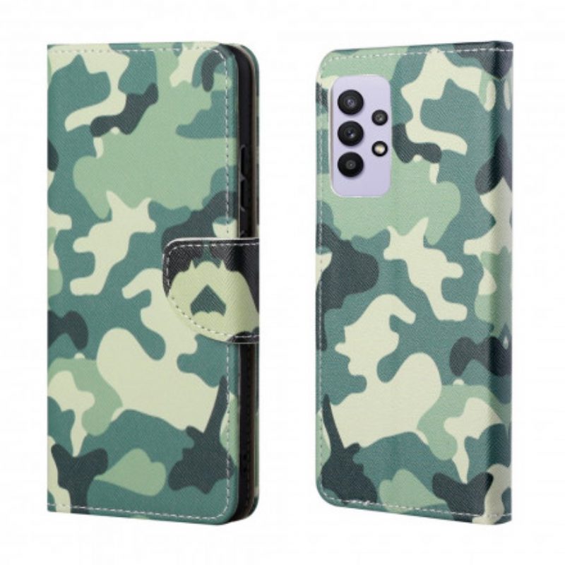 Leren Hoesje voor Samsung Galaxy A32 Militaire Camouflage