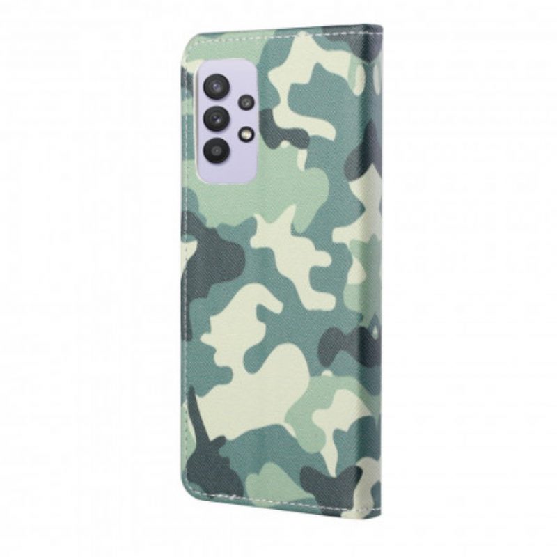 Leren Hoesje voor Samsung Galaxy A32 Militaire Camouflage