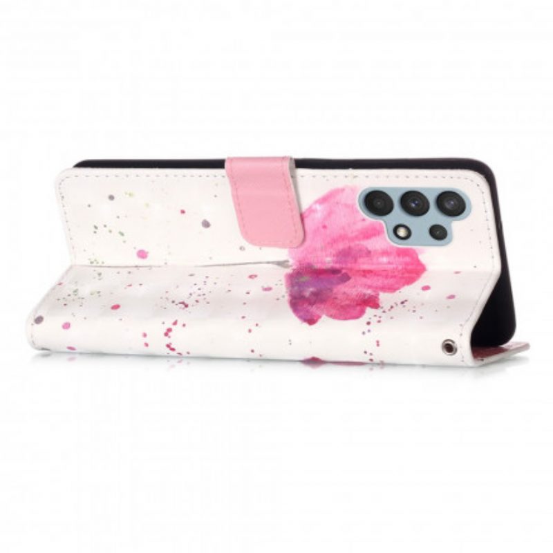 Telefoonhoesje Leren Hoesje voor Samsung Galaxy A32 Aquarel Papaver