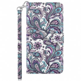 Flip Case voor Xiaomi 12 Lite Met Ketting Paisley-patroon Met Bandjes