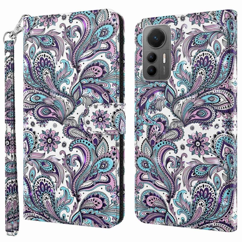 Flip Case voor Xiaomi 12 Lite Met Ketting Paisley-patroon Met Bandjes