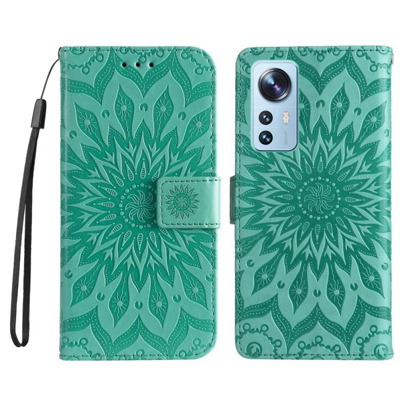 Folio-hoesje voor Xiaomi 12 Lite Mandala Zon Met Lanyard