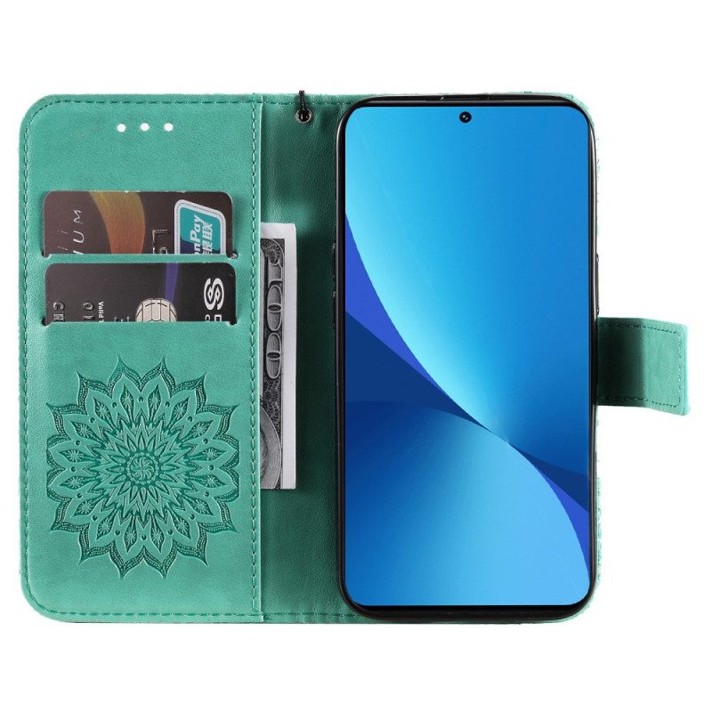 Folio-hoesje voor Xiaomi 12 Lite Mandala Zon Met Lanyard