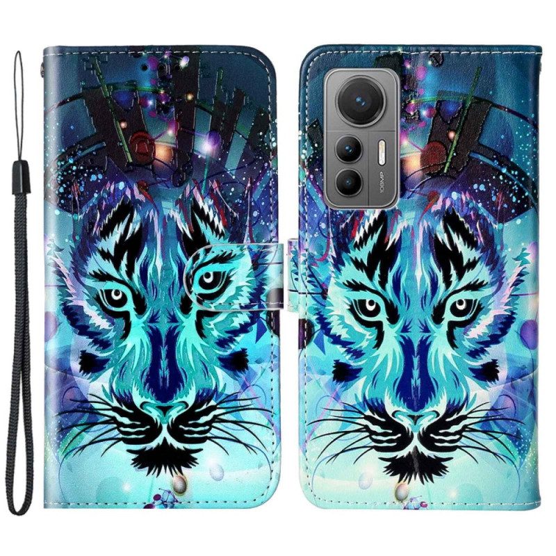 Folio-hoesje voor Xiaomi 12 Lite Tijger Met Lanyard