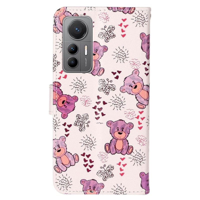 Leren Hoesje voor Xiaomi 12 Lite Met Ketting Teddyberen