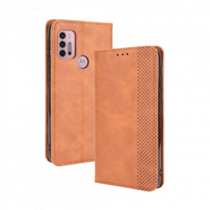 Bescherming Hoesje voor Moto G30 / G10 Folio-hoesje Gestileerd Vintage Leereffect