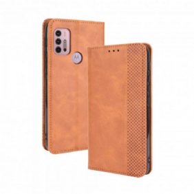 Bescherming Hoesje voor Moto G30 / G10 Folio-hoesje Gestileerd Vintage Leereffect