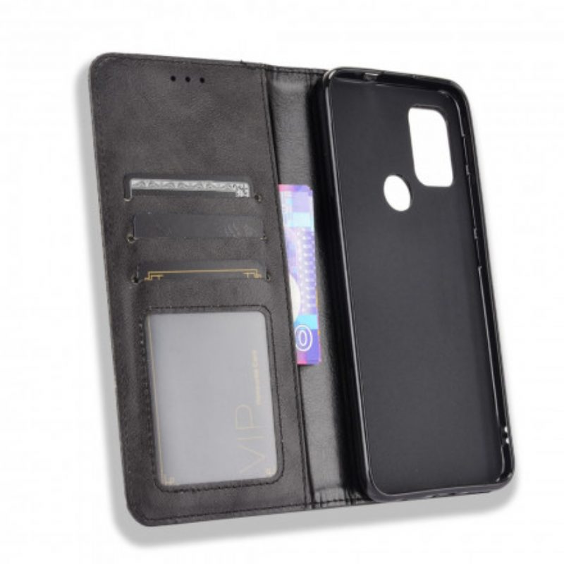 Bescherming Hoesje voor Moto G30 / G10 Folio-hoesje Gestileerd Vintage Leereffect