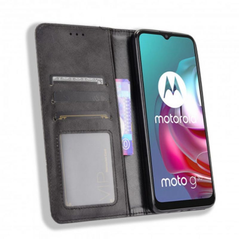 Bescherming Hoesje voor Moto G30 / G10 Folio-hoesje Gestileerd Vintage Leereffect